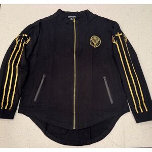 Jagermeister Track Jacket Mens XL Black Gold Excellent Streetwear Zip Up